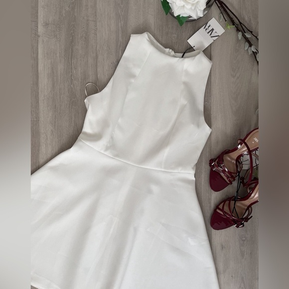 Zara White Sleeveless Mini Fit and Flare Dress - Picture 2 of 5